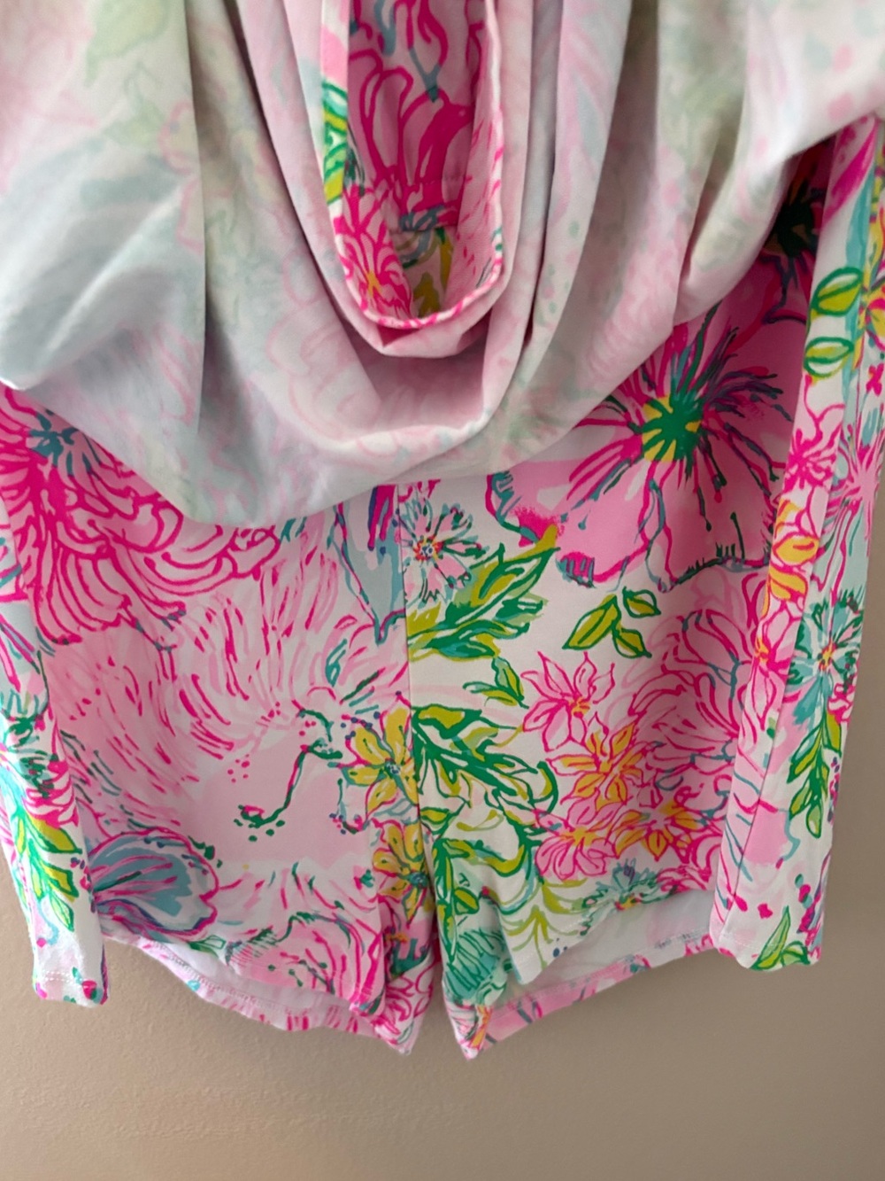 Lilly Pulitzer Lana Skort Romper Paradise Found Off the Shoulder Pink Size Large - Picture 9 of 13